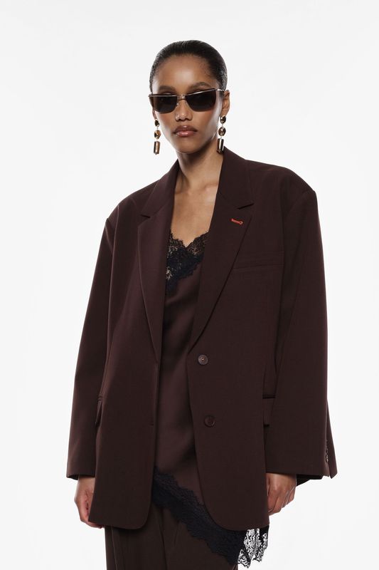 Oversized Blazer met Oranje Detail - Moro