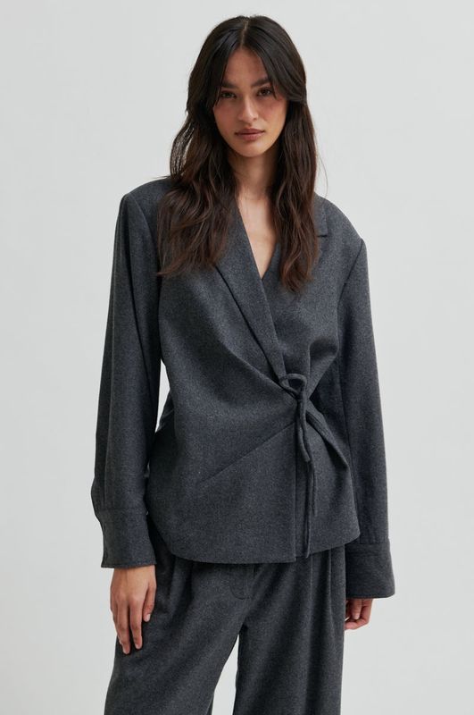 Milea Wrap Shirt - Dark Grey Melange