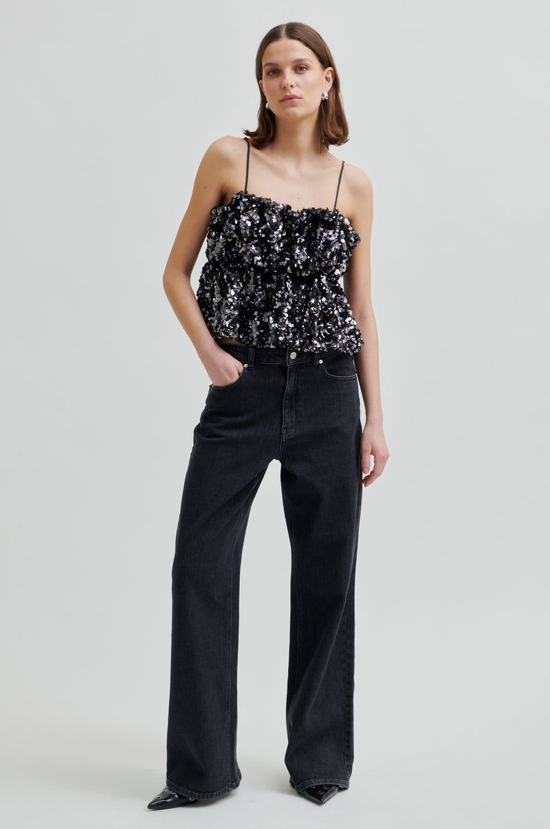 Shiny Strap Top - Gungrey Metal