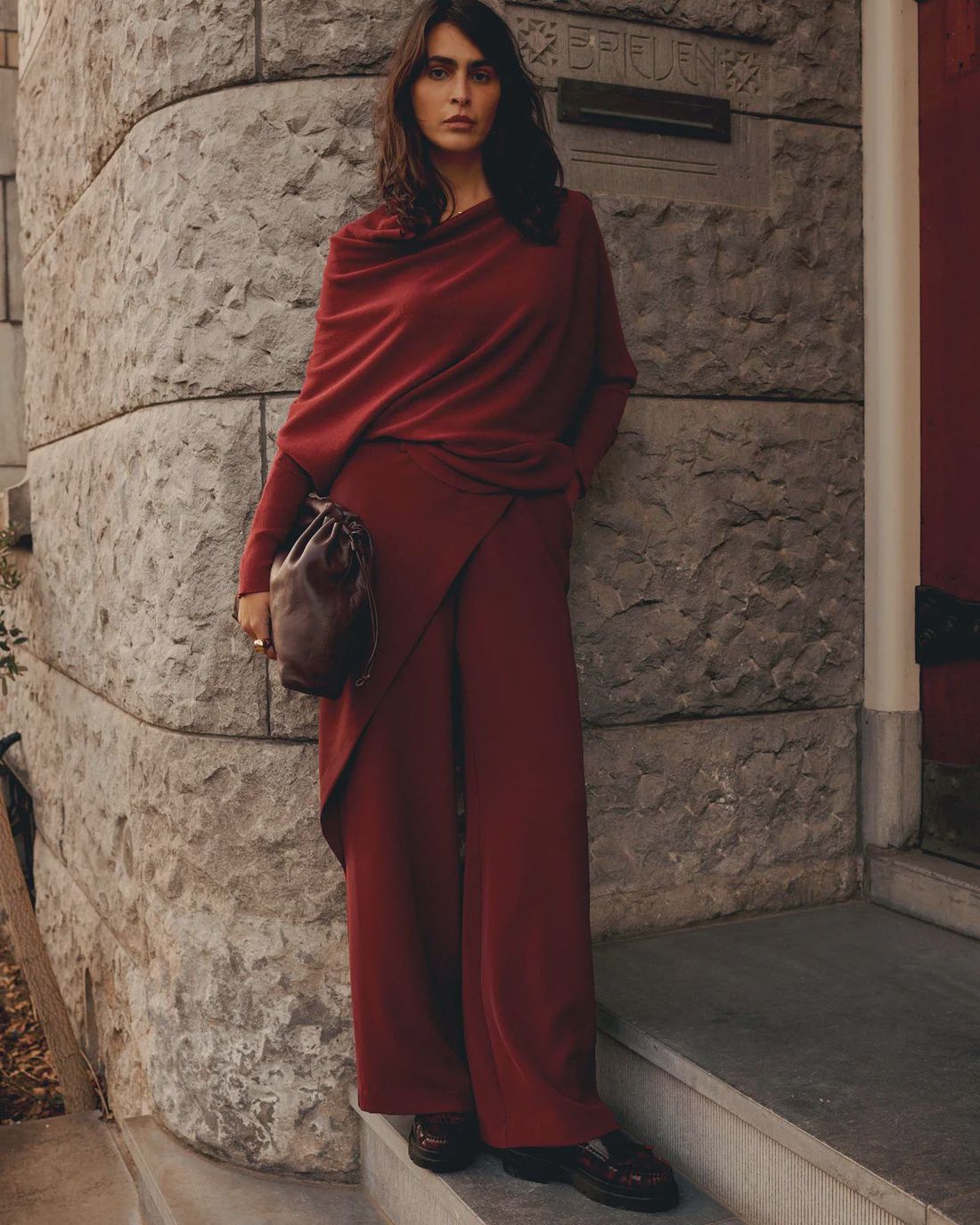 Asymmetrische Trui - Merlot