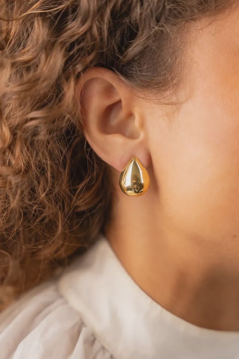 Earring Hollowed Drop S - Gold