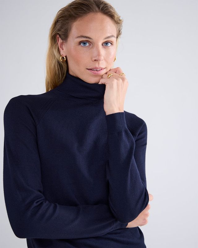Sweater Turtle Neck Basic Knit - Midnight Blue