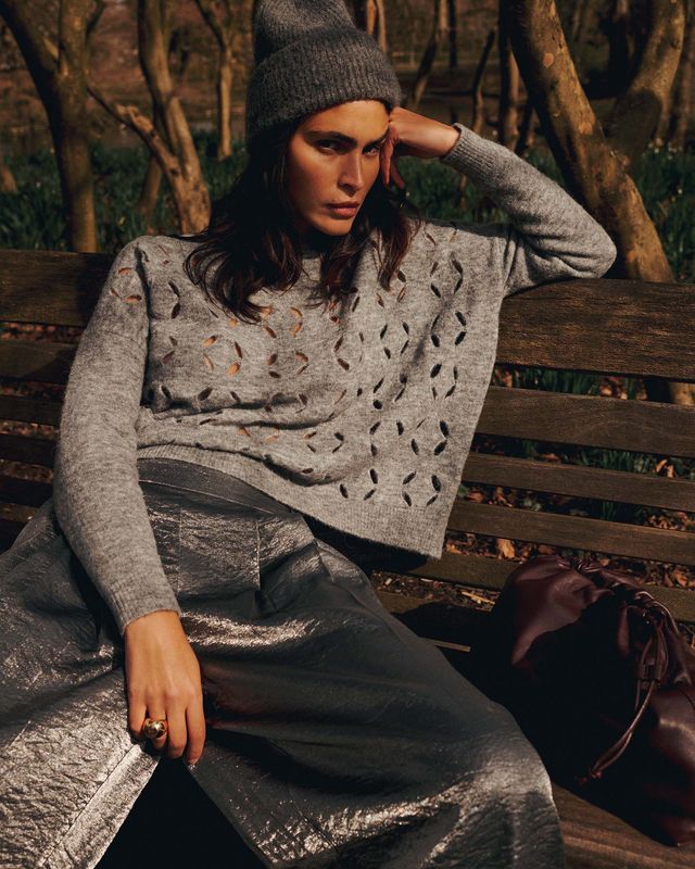 Sweater Strechy Wool Alpaca Blend - Midgrey