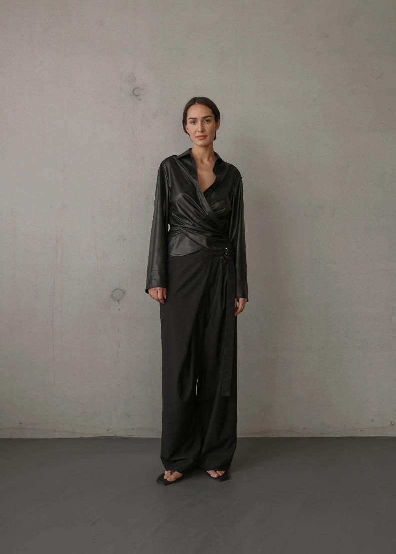 Vegan Leather Shirt Frey’Cl - Black