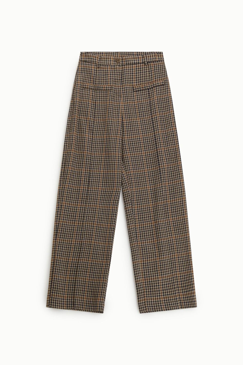 Palazzo Broek Hoge Taille Ruitpatroon - Cammello/Moro