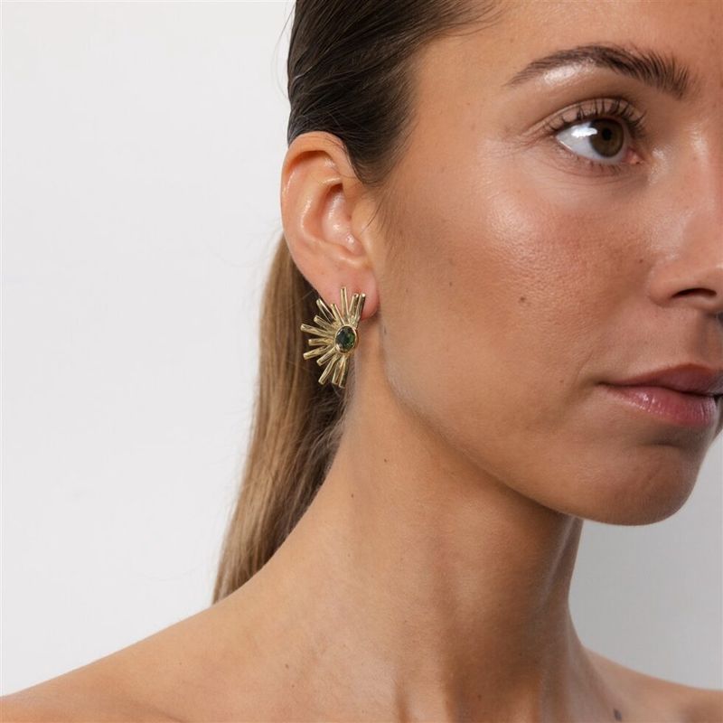 Solea Green Gold Short Earrings