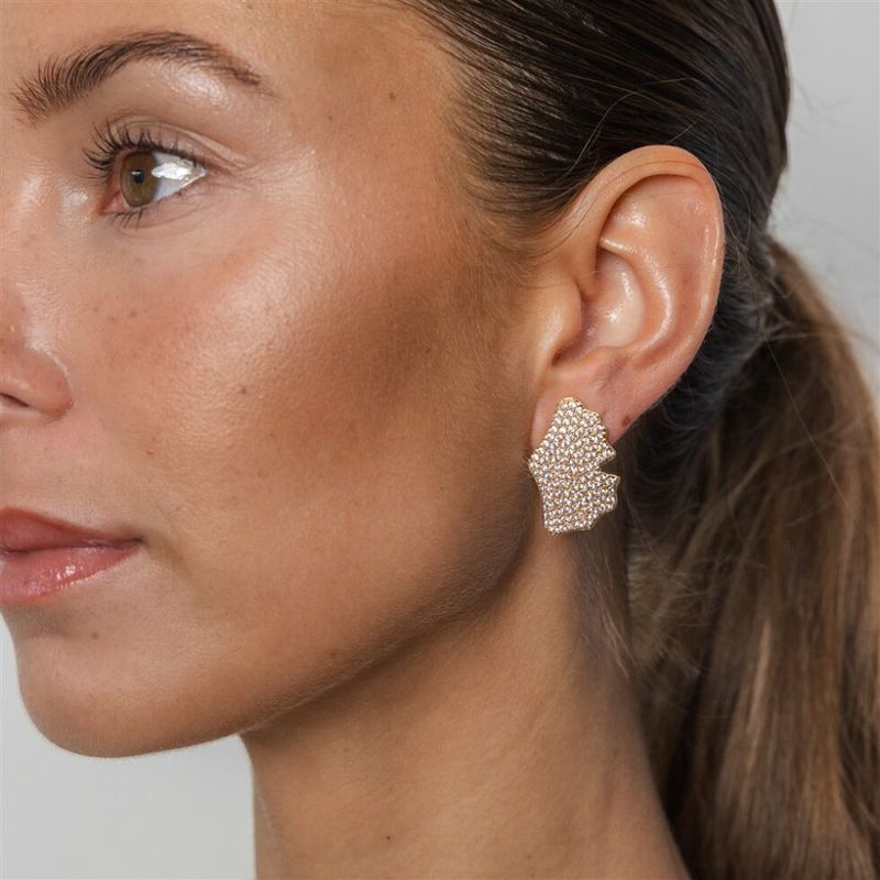 Ginkgo Strass Short Earrings