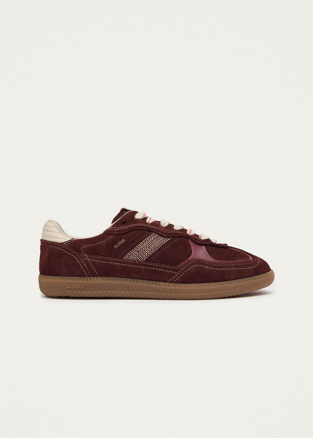 Burgundy Cream Leather Sneakers