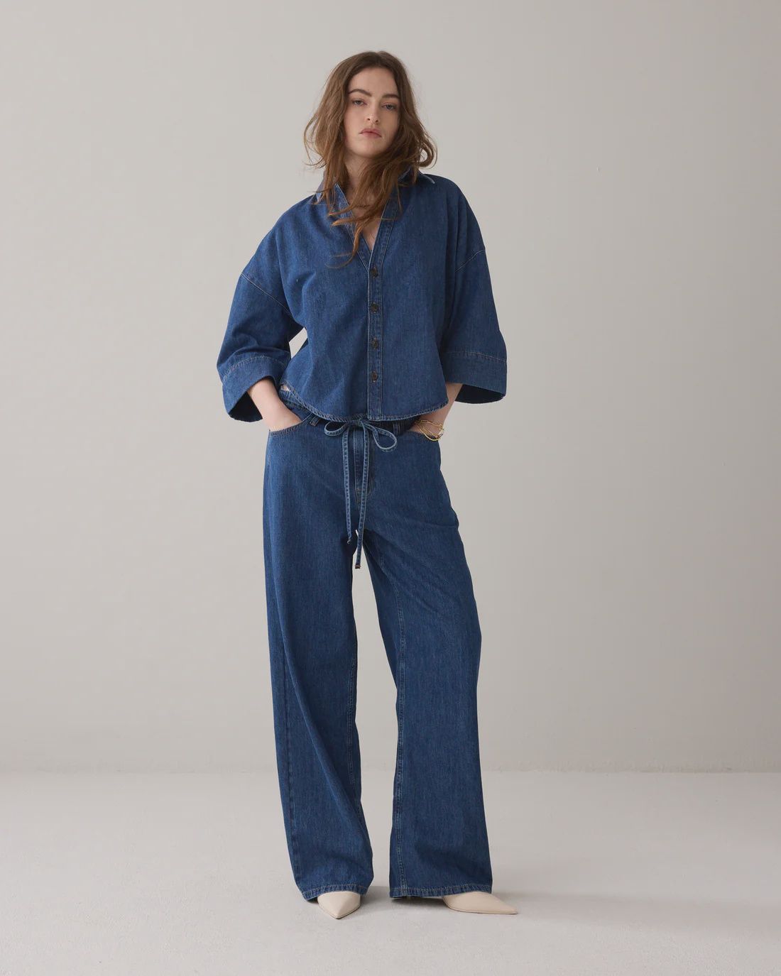 Denim Blouse Kimono - Light Cotton Twill