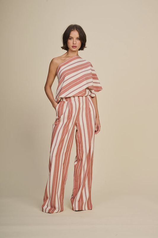 Trousers Rule NO 69 - Linen Stripes Cinamon