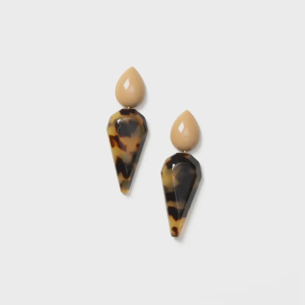 Teal Earrings - Beige