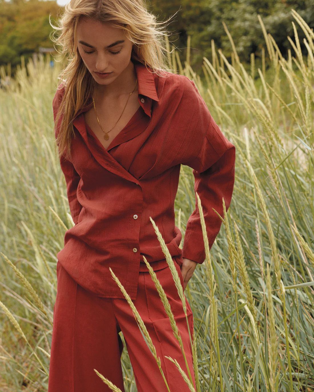 Blouse Lyocell Blend - Brick Red