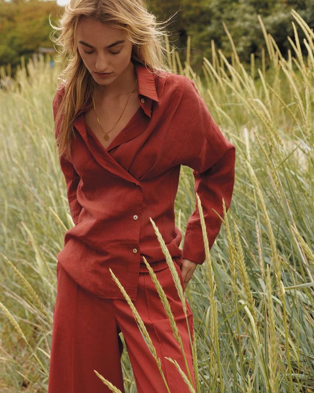 Blouse Lyocell Blend - Brick Red