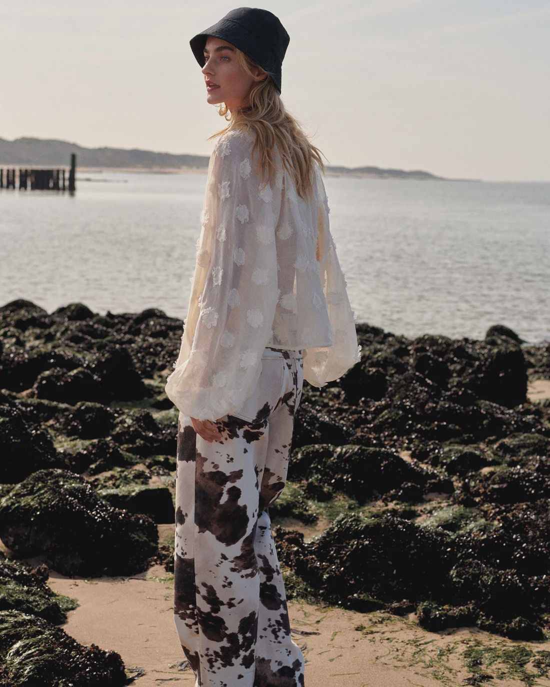 Baggy Straight Pant Cow - multicolor