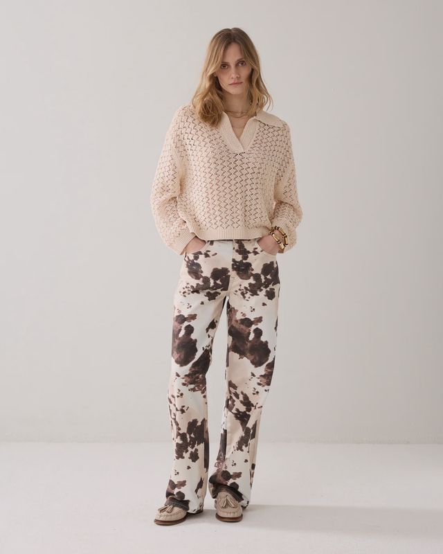 Baggy Straight Pant Cow - multicolor