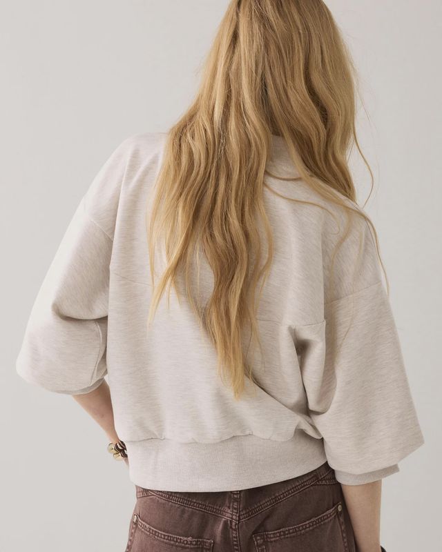 Cardigan Balloon Sleeve - ivory melange