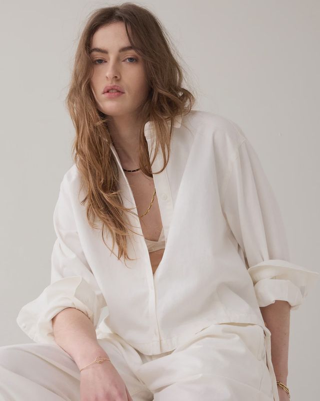 Blouse - white denim