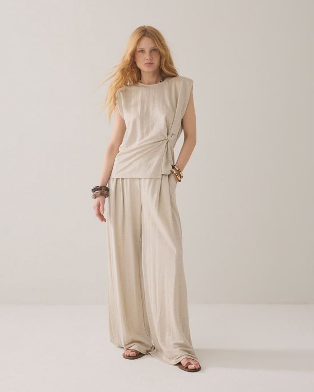 Top Linen Look - Pebble Beige