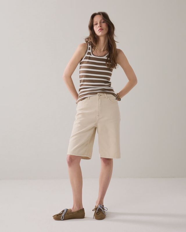 Bermuda Short Coloured Denim - ivory