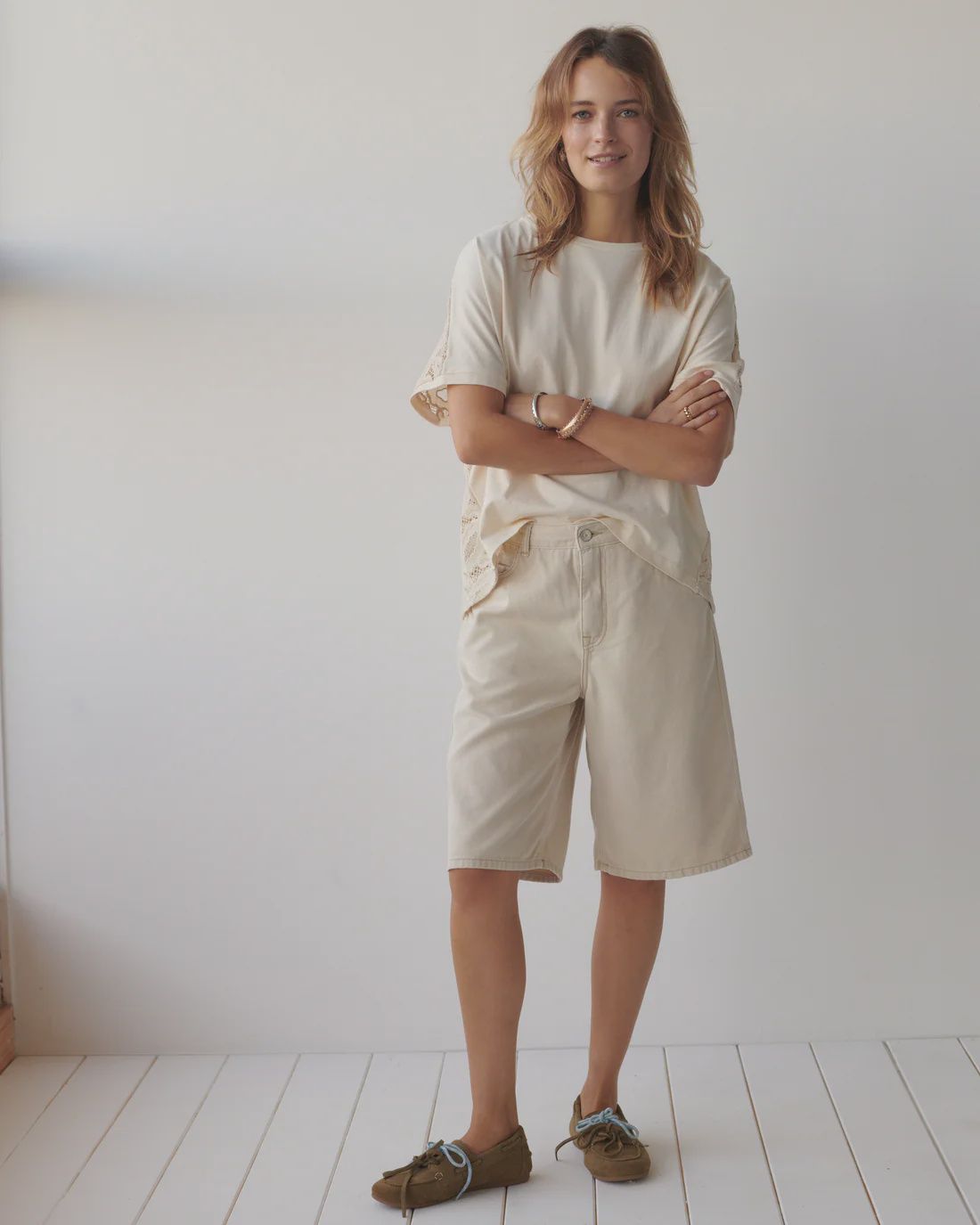 Bermuda Short Coloured Denim - ivory