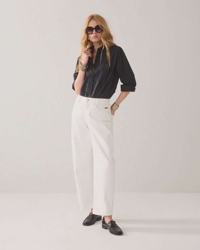 Cocoon Leg Jeans - white denim