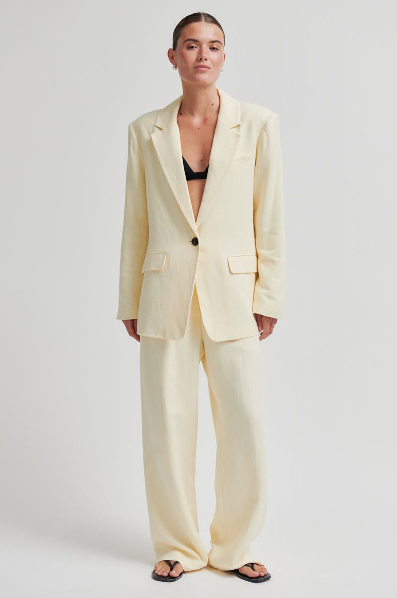 Lino Classic Trousers - Alabaster Gleam