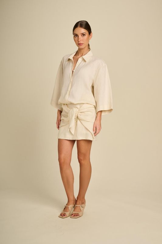 Dress Flare Linen - ivory