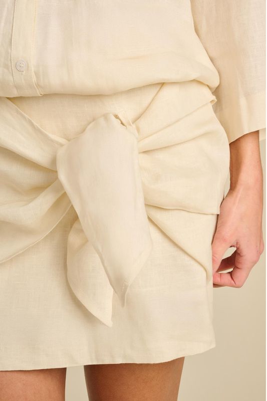 Dress Flare Linen - ivory