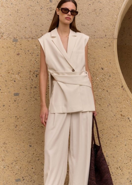 Poppy’CL Sleeveless Blazer - Ecru