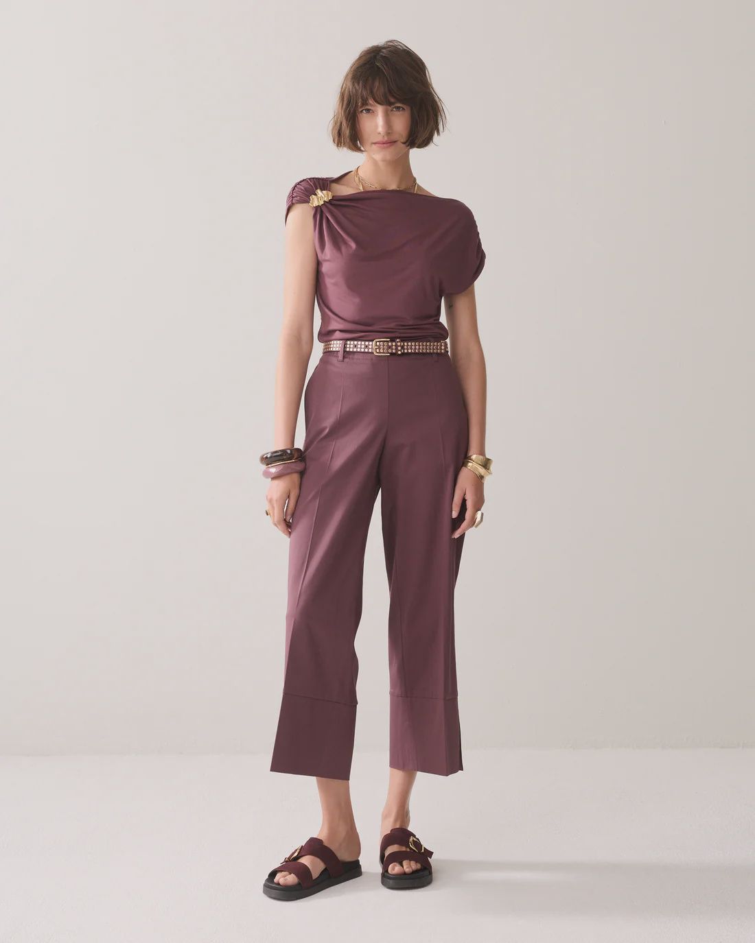Trousers Cotton Stretch - Deep Fig
