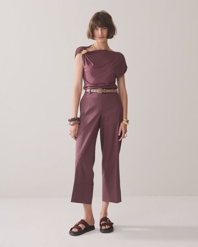 Trousers Cotton Stretch - Deep Fig