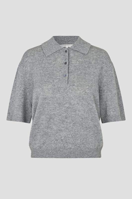 Longo SS Knit Collar - Mid Grey Melange