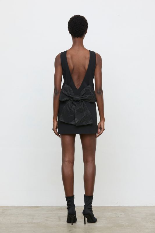 Korte Jurk Met Strik - Nero