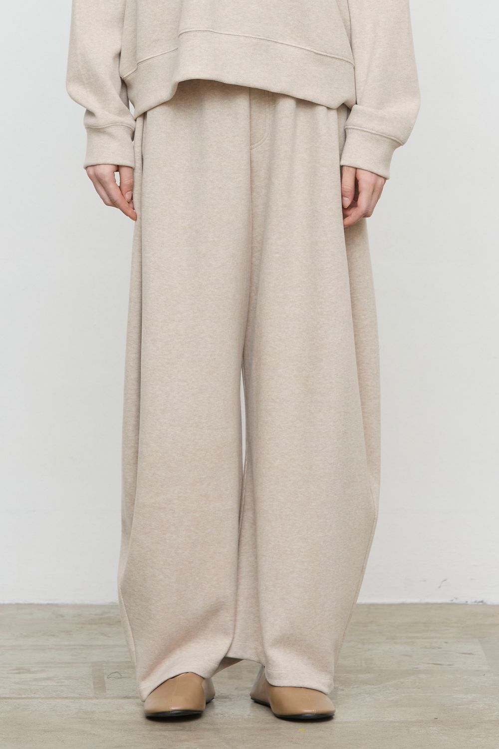 Broek in sweaterstof - Beige