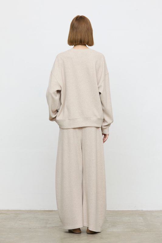 Broek in sweaterstof - Beige