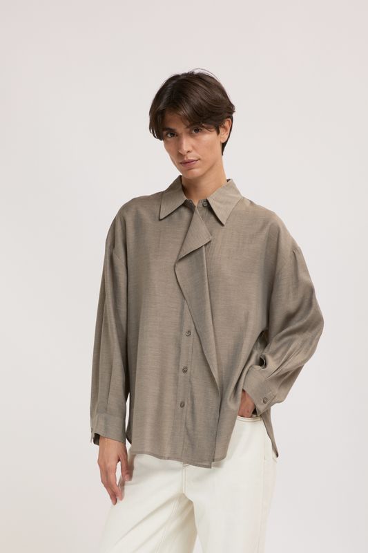 Blouse Met Frul Detail - Grigio