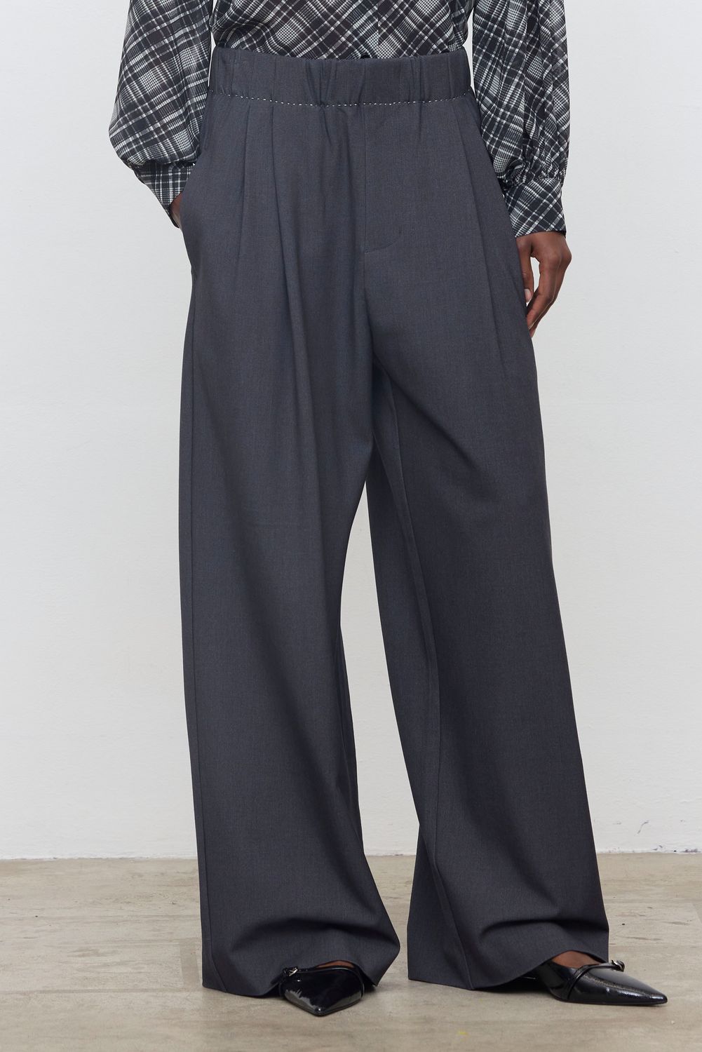 Geklede Broek Met Elastiek - Grigio Scuro