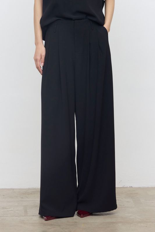Geklede Broek Met Plooien - Nero