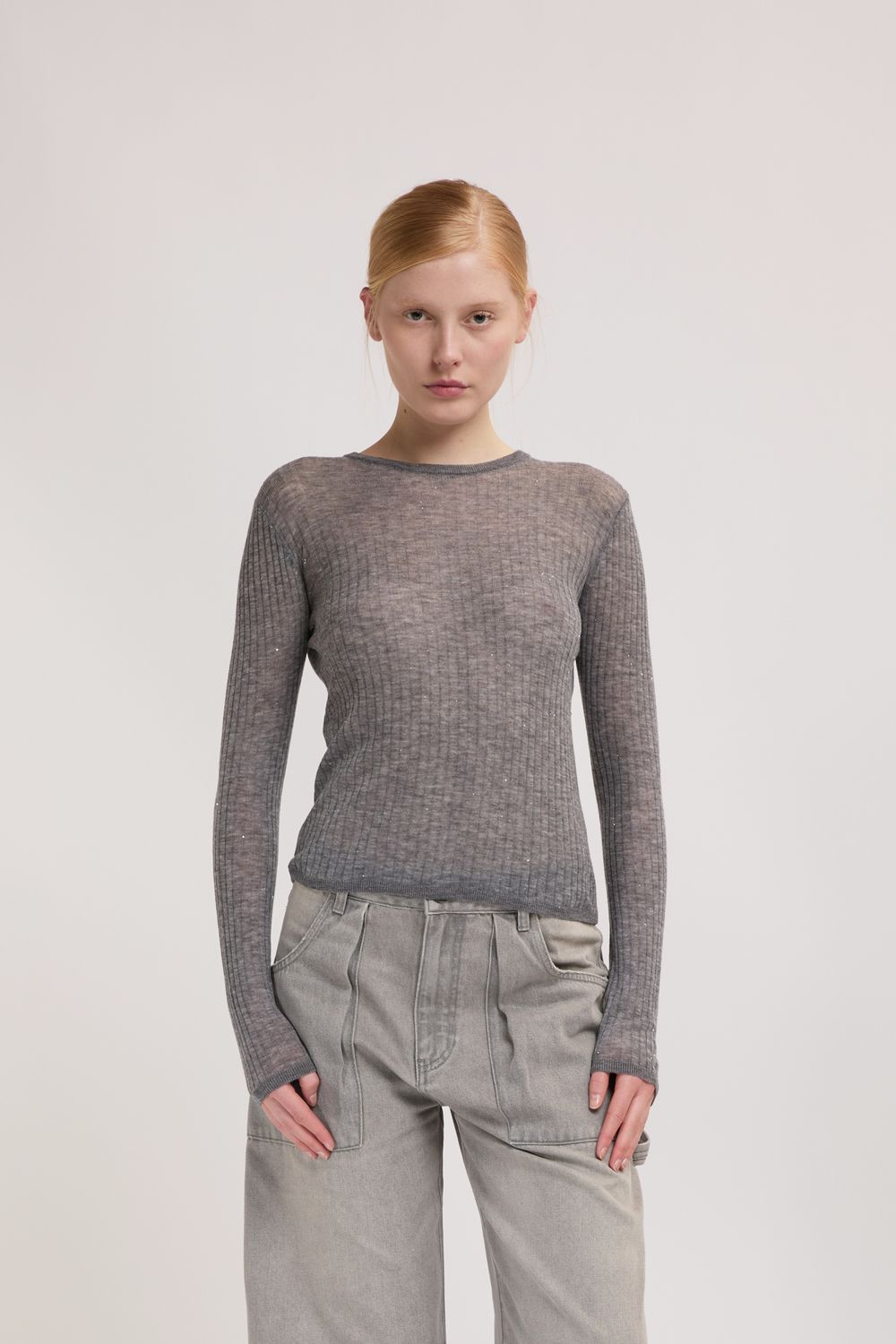 Trui met Glitterdetail - Grigio