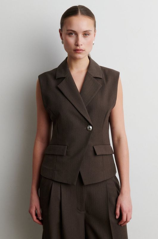 Riese Fitted Waistcoat - Dark Brown Melange