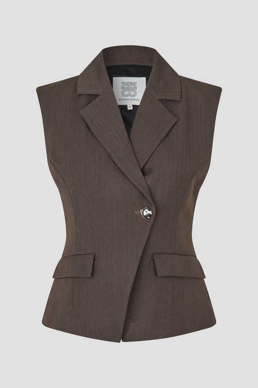 Riese Fitted Waistcoat - Dark Brown Melange