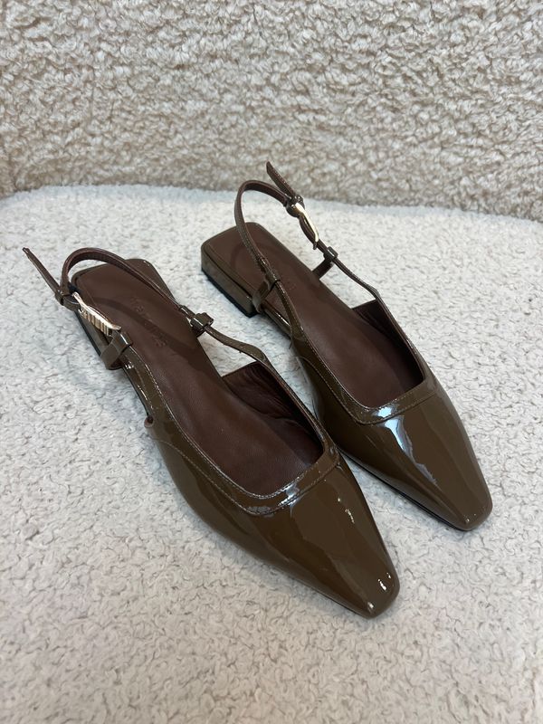 Riri slingback - Olive Patent Leather