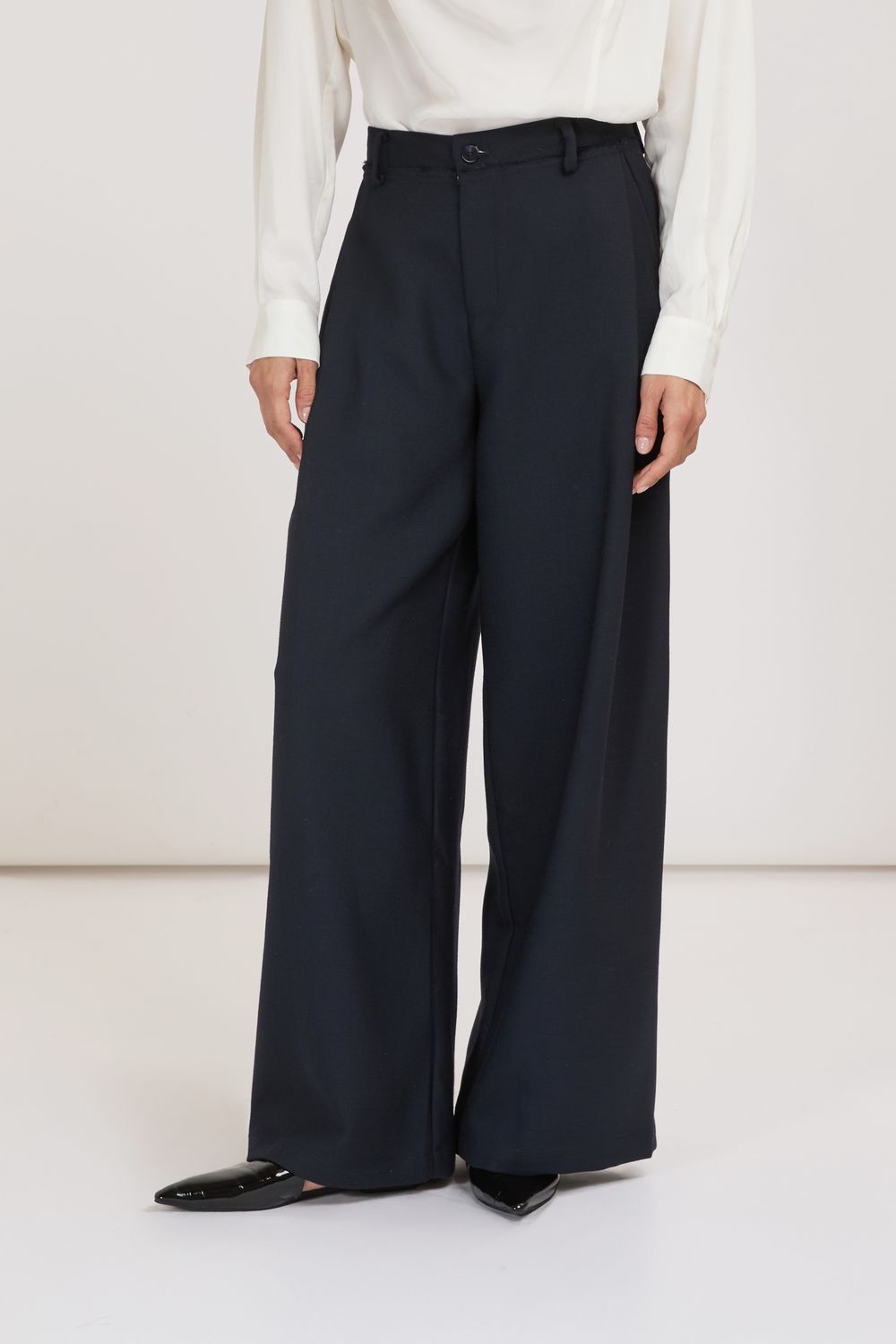 Geklede Broek met Plooi - Blu