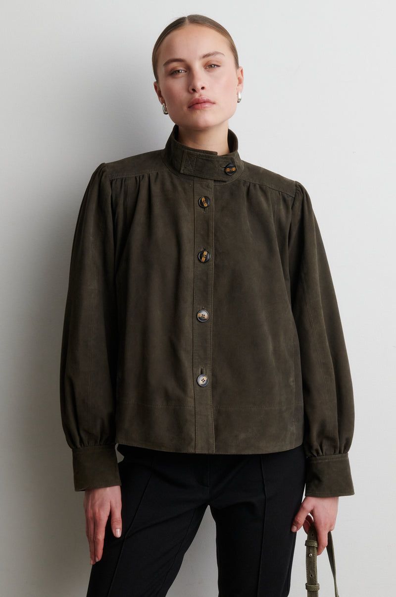 Zonie Suede Jacket - black olive