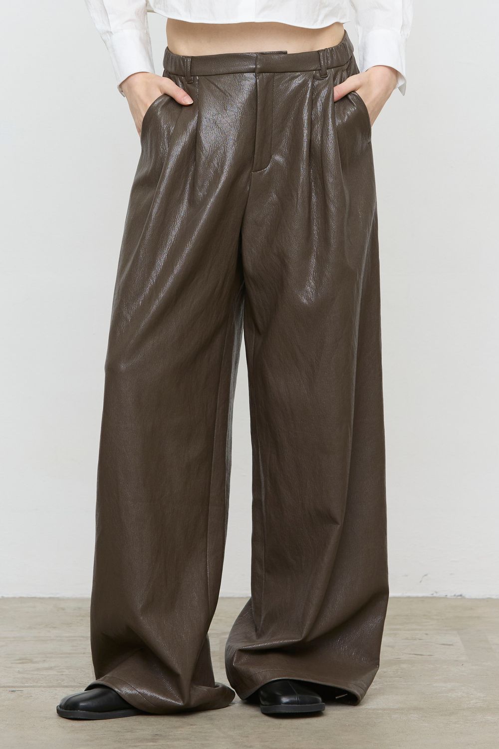 Pants Faux Leather - marrone