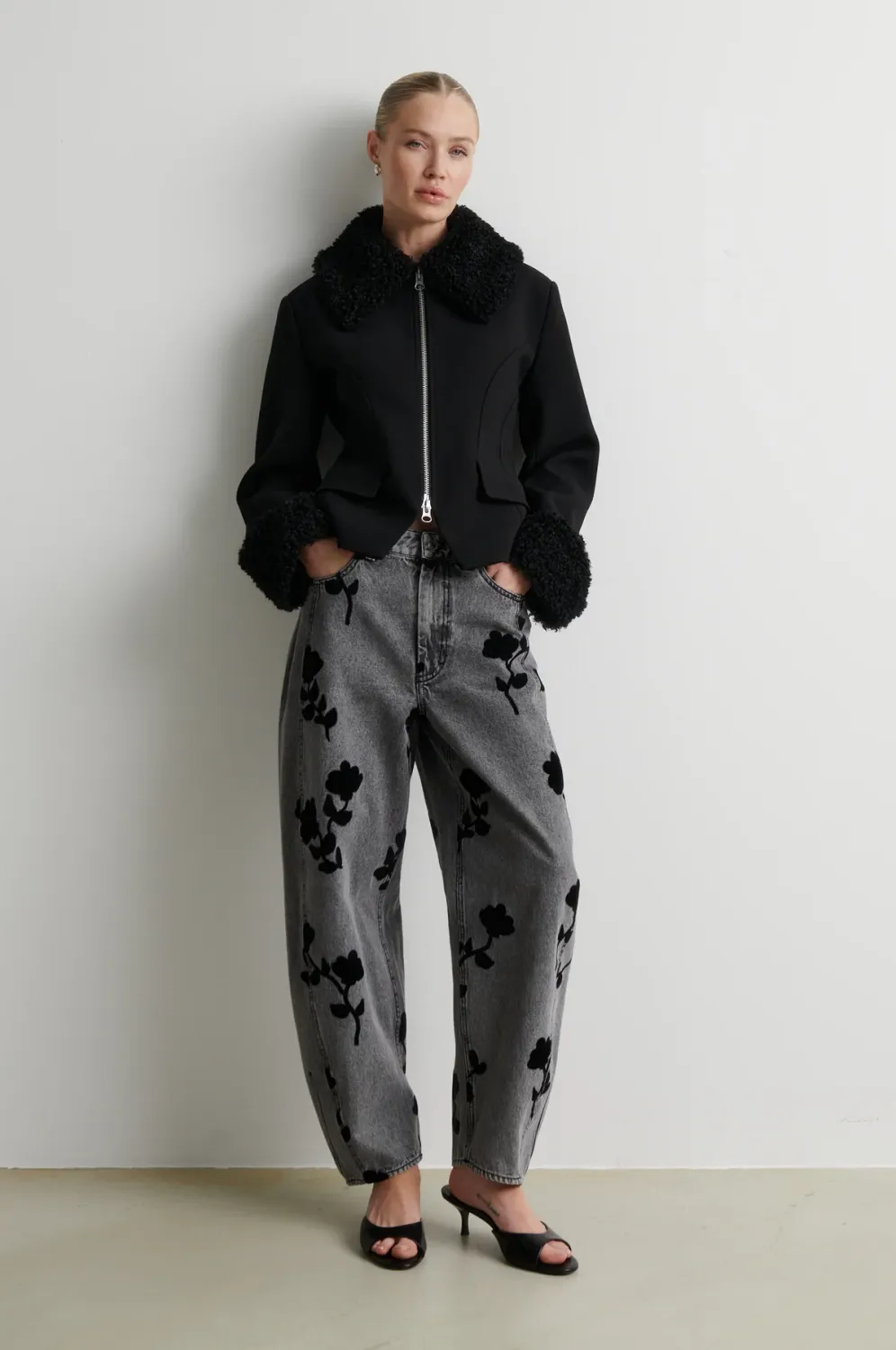 Lawrissa Denim Barrel Jeans - denim grey
