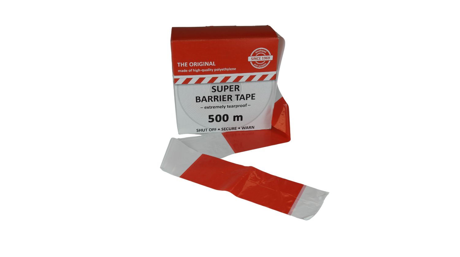 Afzetlint Rood/Wit 80mm x 500m