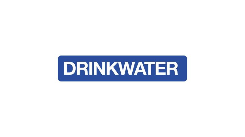 Sticker Rechthoek Drinkwater 10cm x 2cm Blauw/Wit