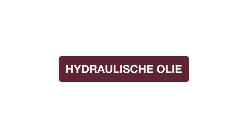 Sticker Rechthoek Hydraulische Olie 10cm x 2cm Roodbruin/Wit