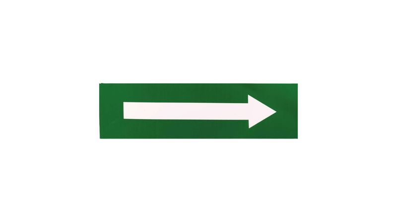 Sticker Rechthoek Vluchtrichting Pijl 25cm x 8cm Groen/Wit